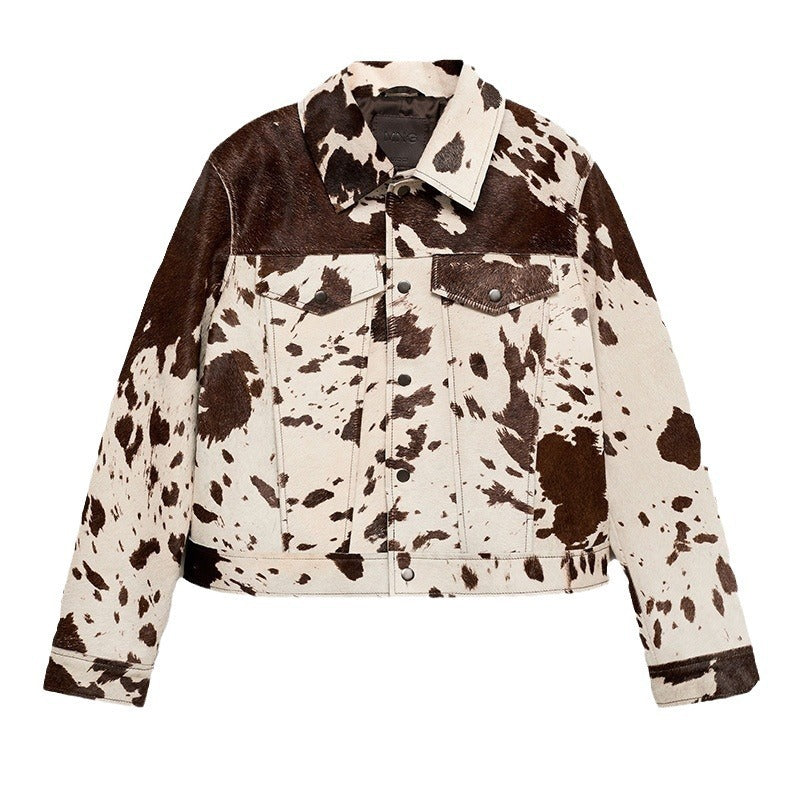 Irregular Pattern Short Denim Jacket