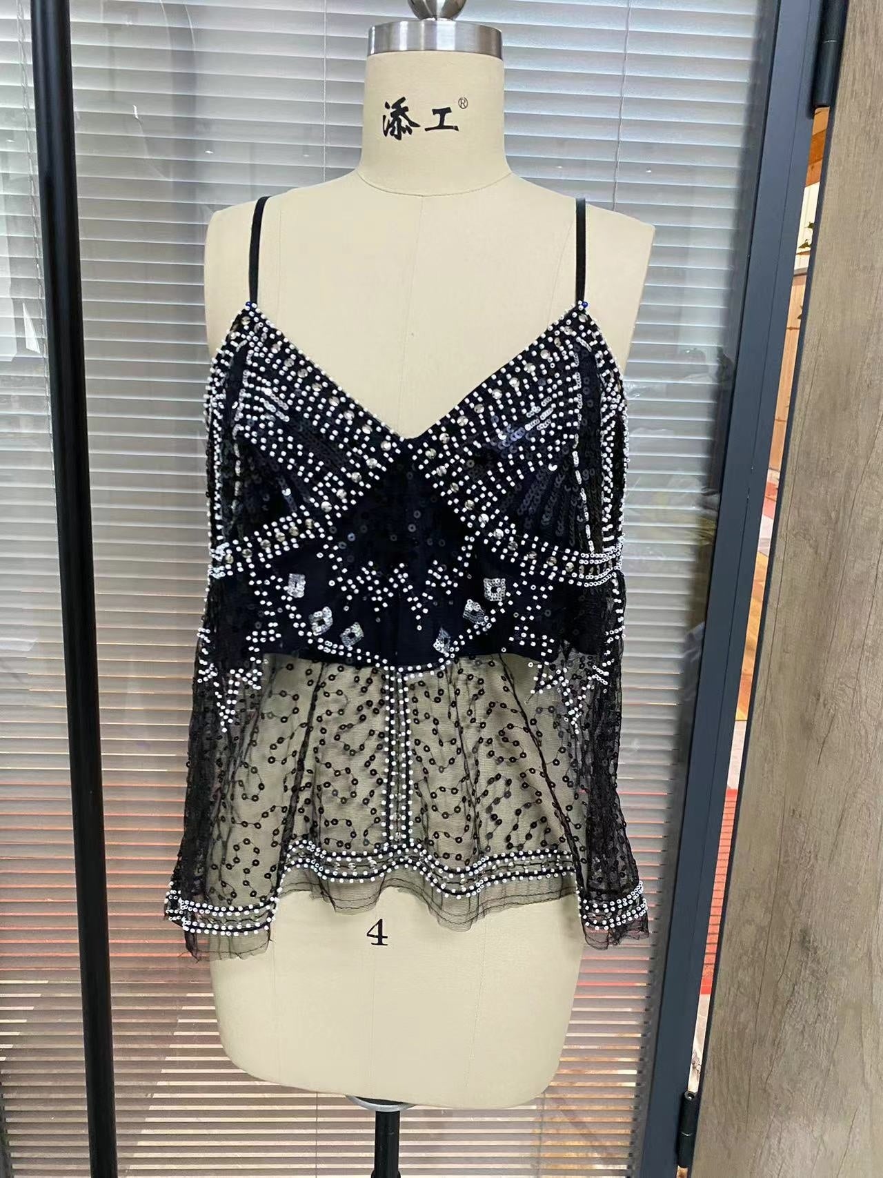 Sexy Butterfly Printed Top V-neck Sleeveless Vest