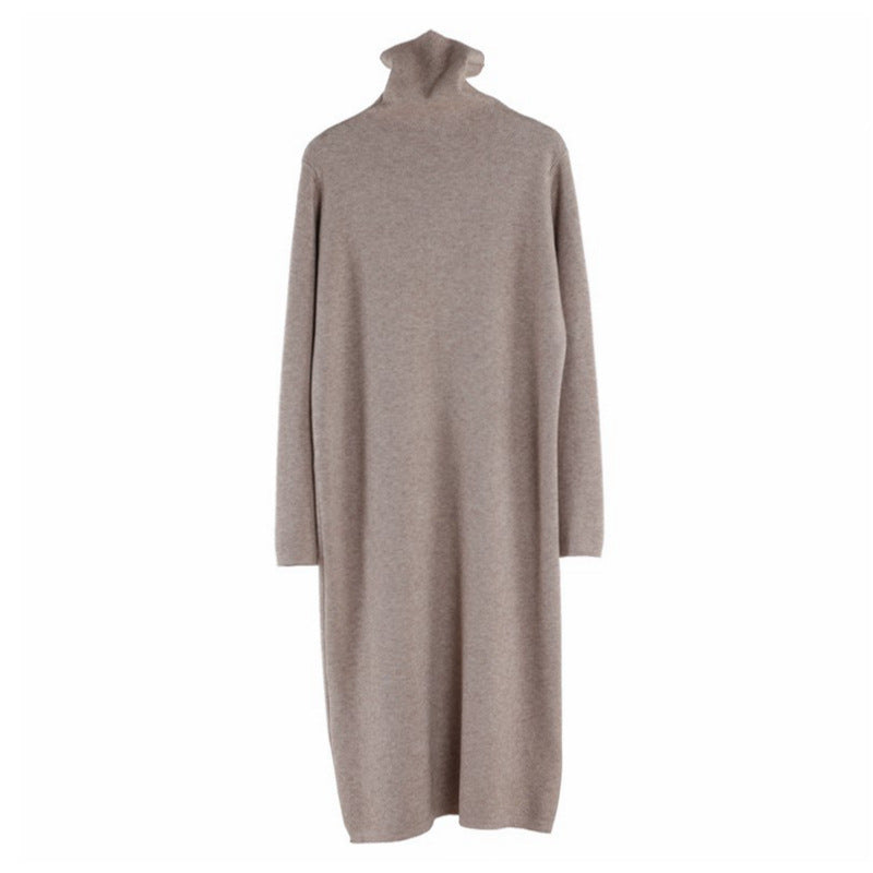 Women's Inner Wear Autumn And Winter High Collar Mid-length Temperament Overknee Sweater Long Dress