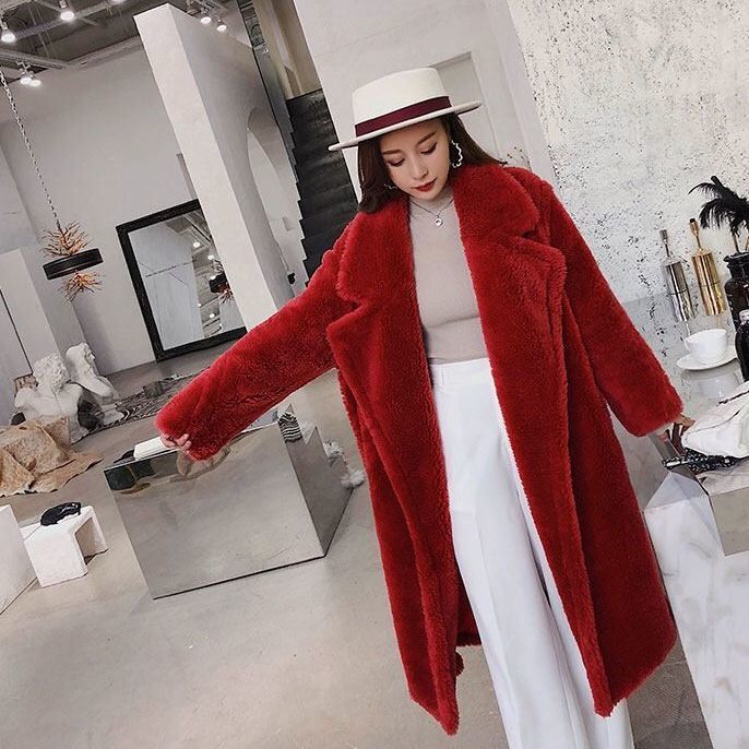 Sheep Shearing Coat Women's Mid-length Fur