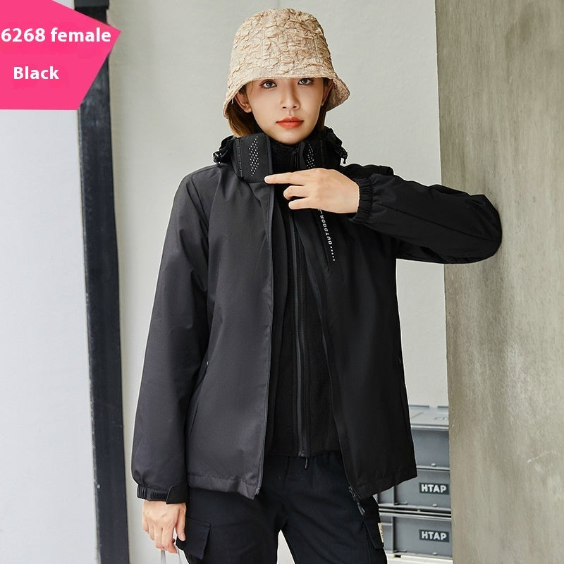 Shell Jacket Two-piece Set Coat Fleece Lined Removable Waterproof
