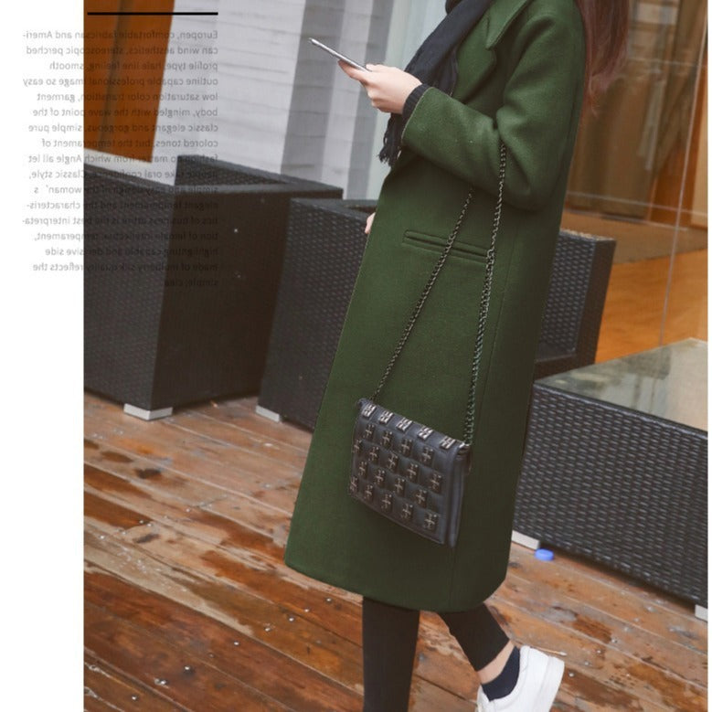 Women's mid-length woolen coat