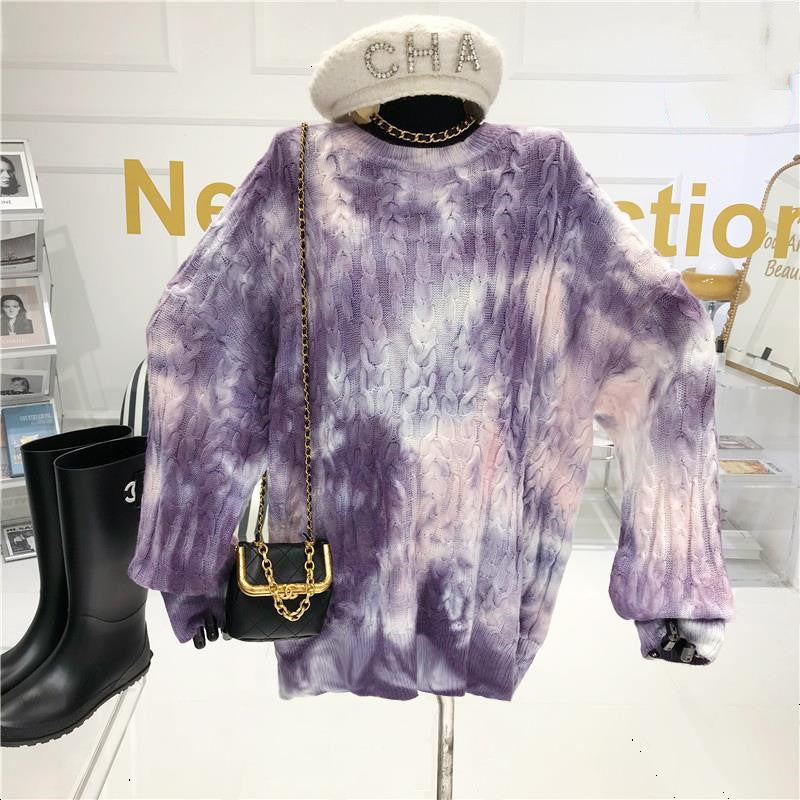 High street retro tie-dye sweater women