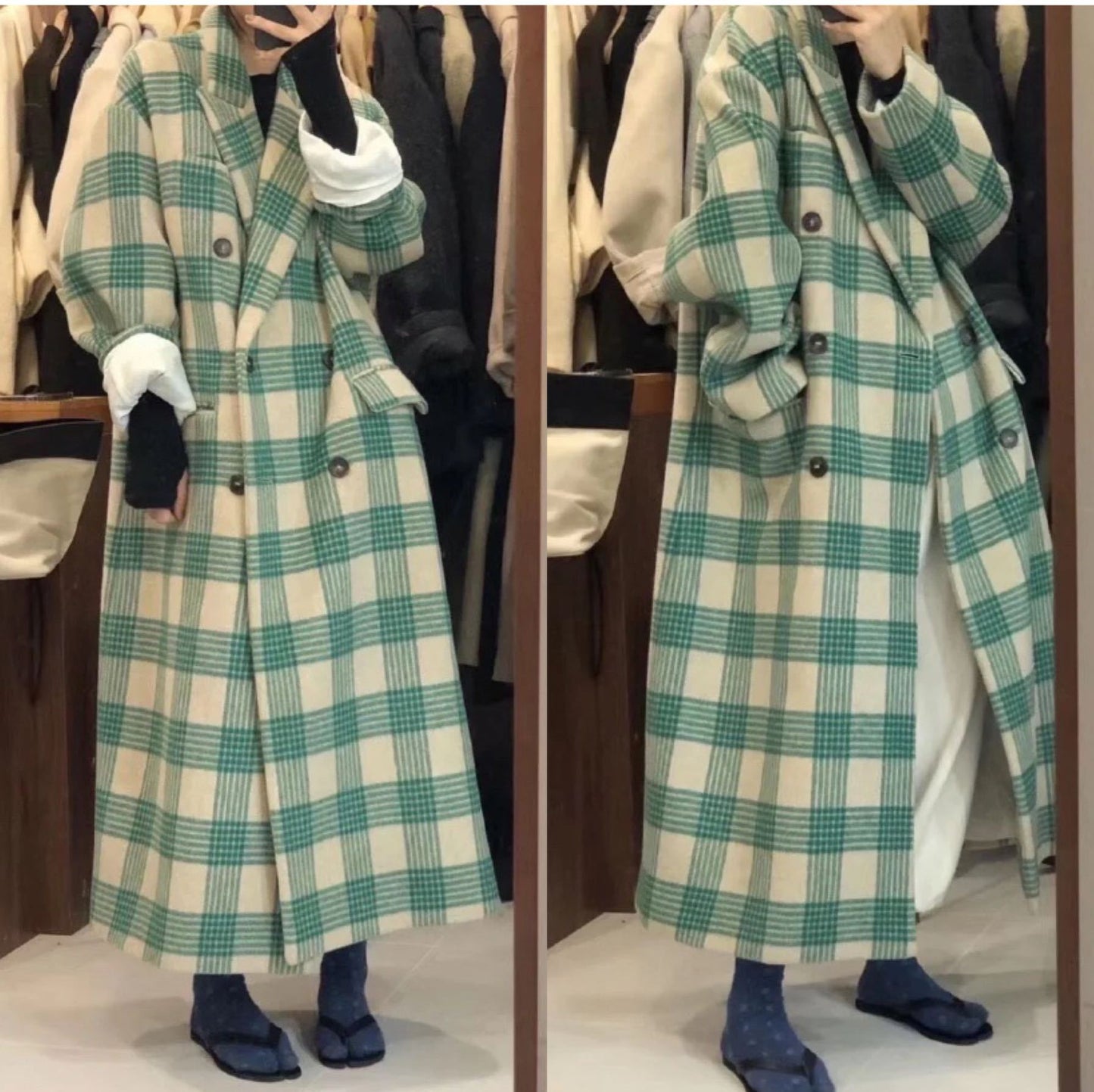 Korean Version Loose Medium And Long Woolen Overcoat