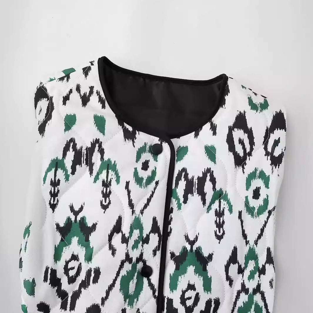 Women's Printed Quilted Jacket Coat