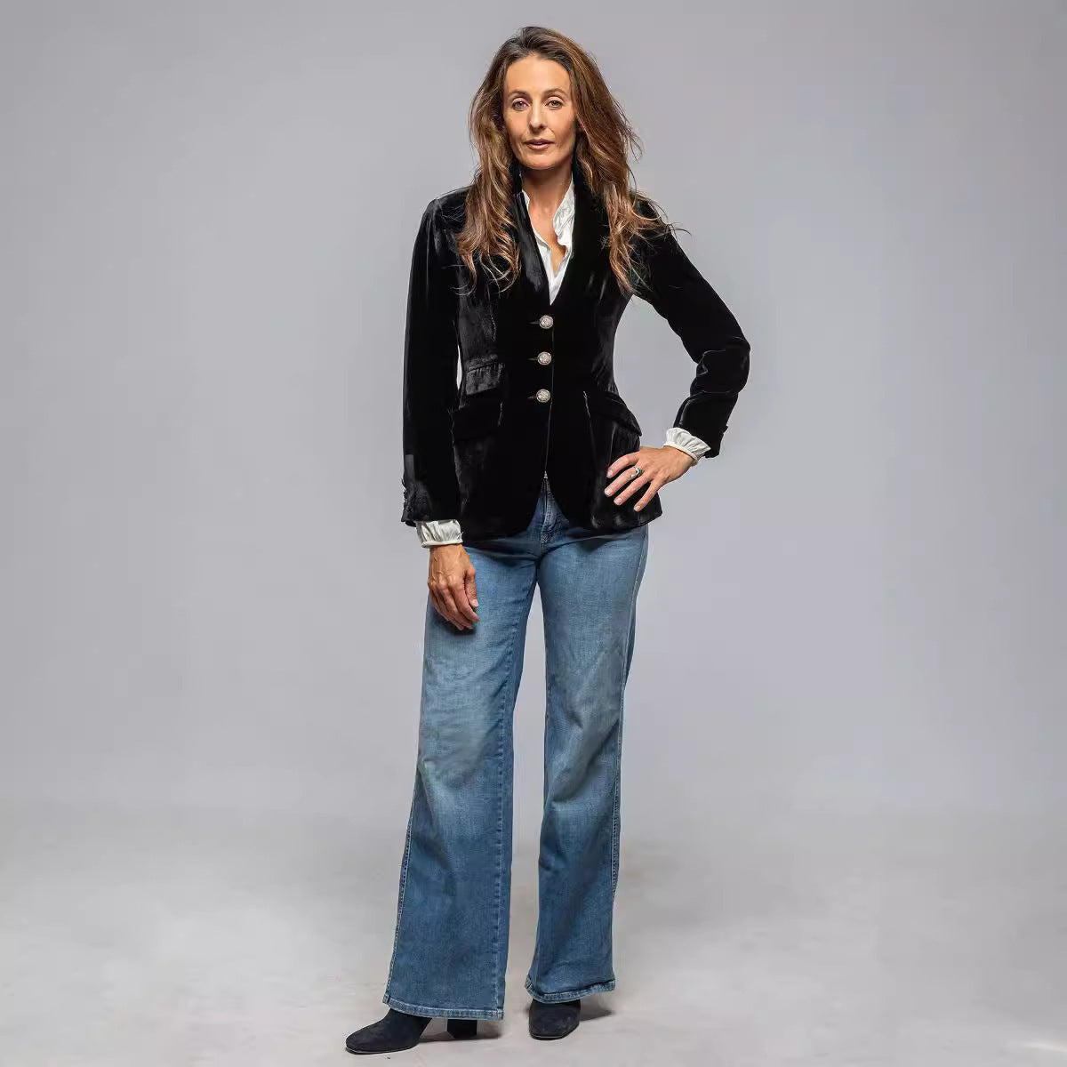 Retro Women's New Slim Fit Slit Velvet Small Suit Jacket