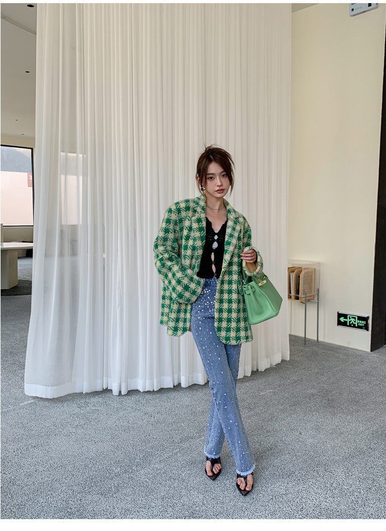 Lamb Fur Integrated Women's Suit Coat