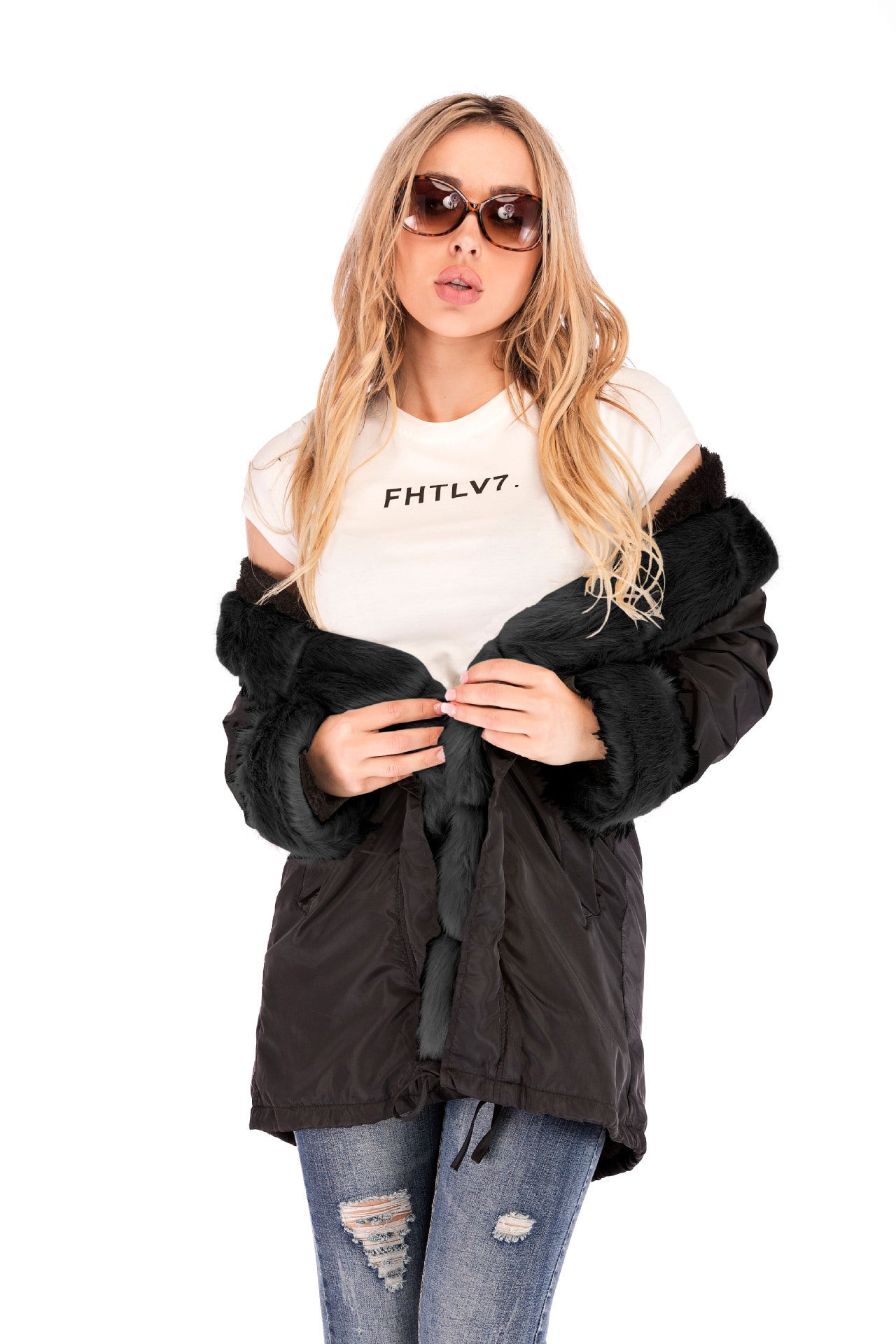 Camouflage plush fur collar warm cotton jacket