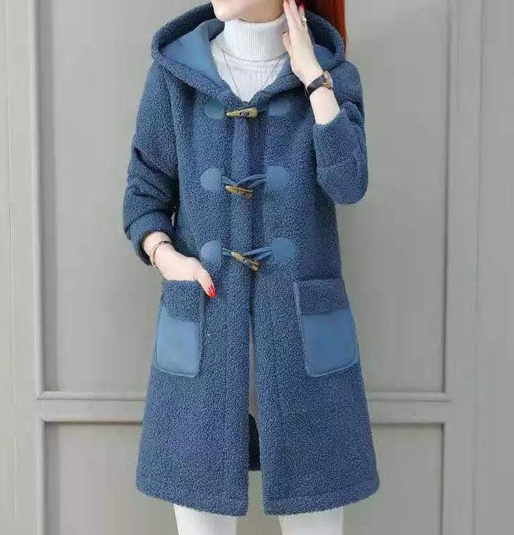 Plush Faux Lamb Wool Mid-length Woolen Coat