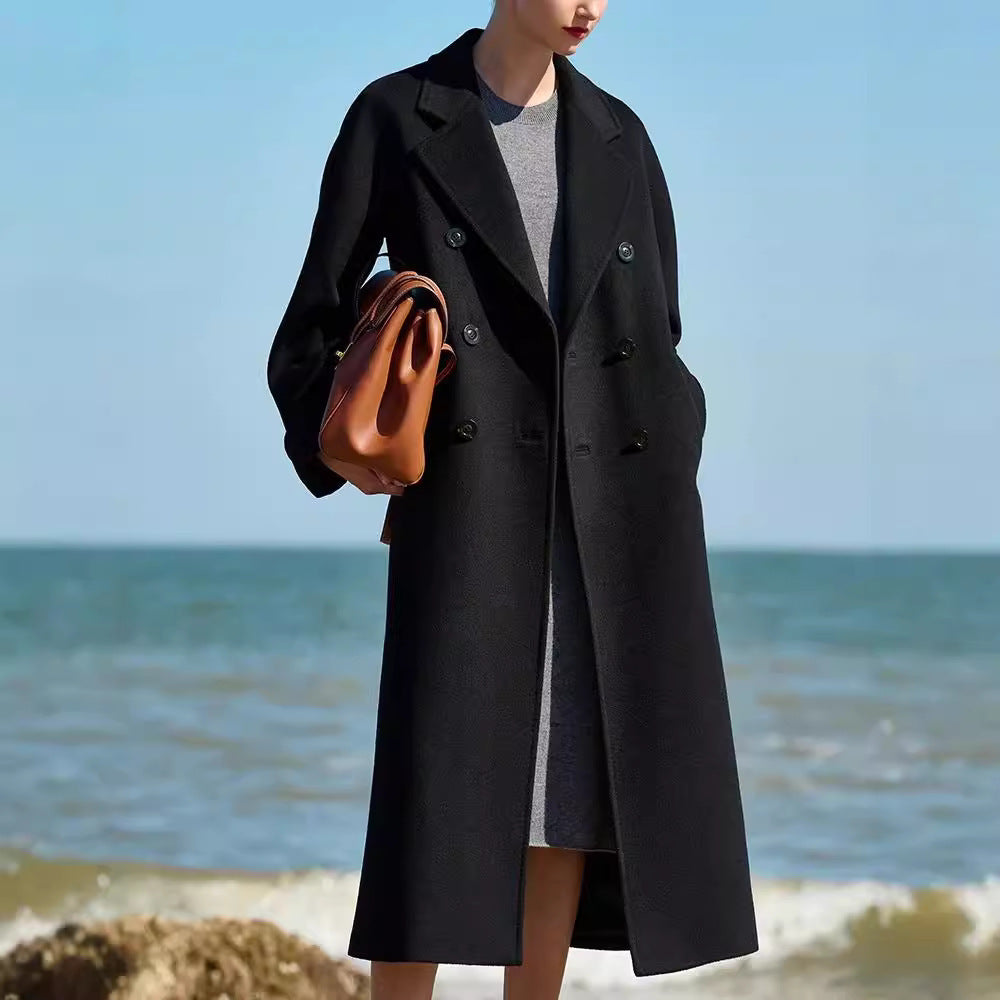 Extended Over-the-knee Double-sided Woolen Coat Women's Coat