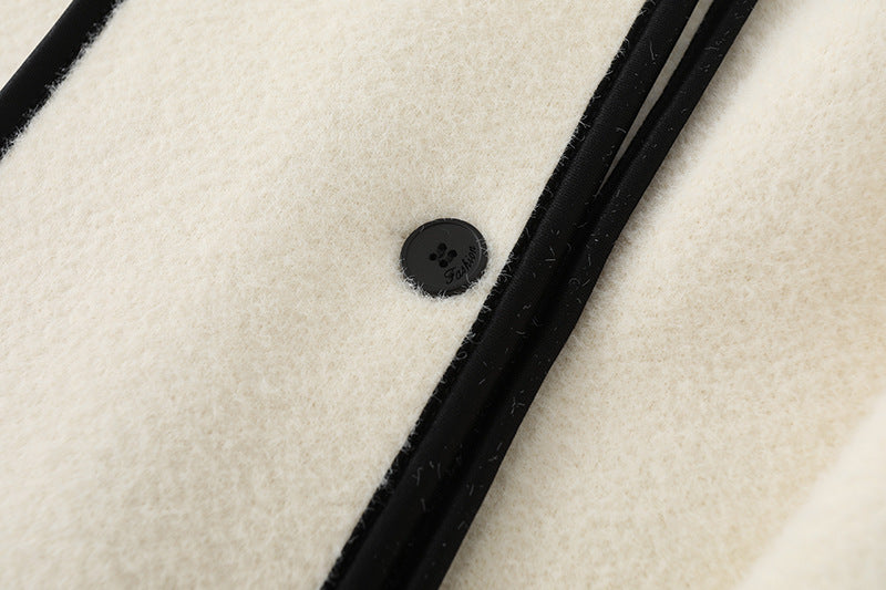 Contrasting Hem Stand Collar Cropped Coat