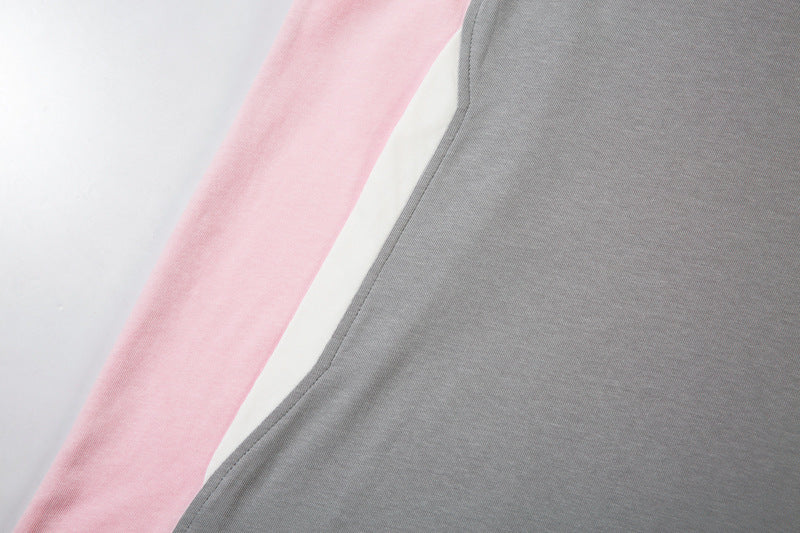 Retro Contrast Color Short-sleeved T-shirt For Women