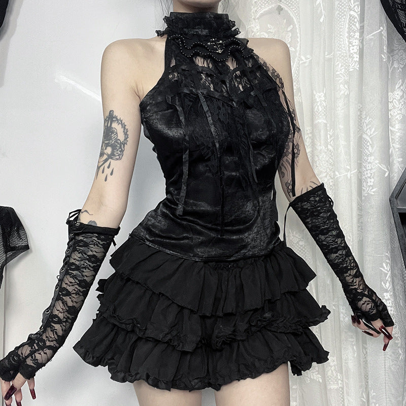 Rose Sling Cobweb Bow Tie Top For Women
