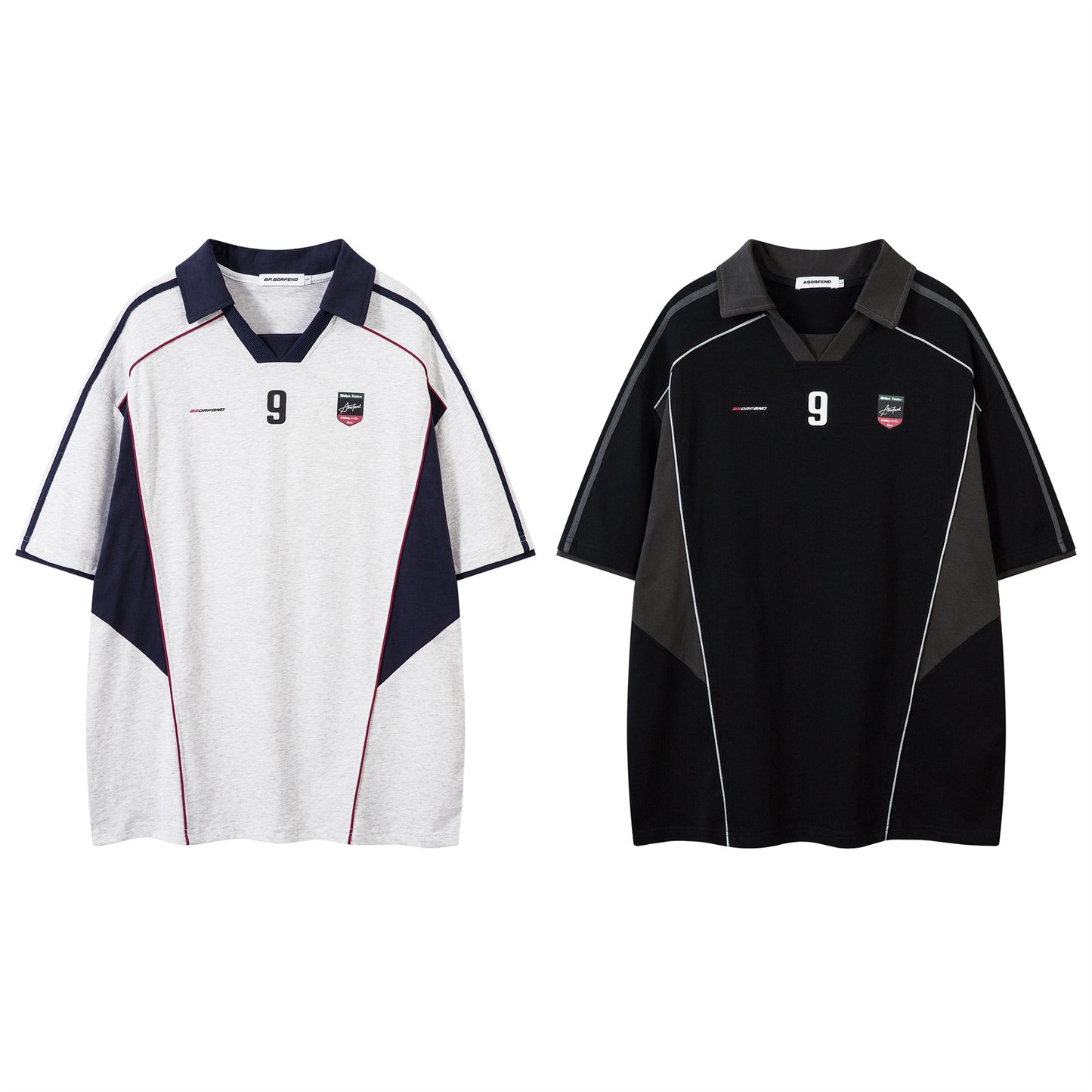Vintage Letter Print Contrast Stitching Short Sleeves Polo Shirt