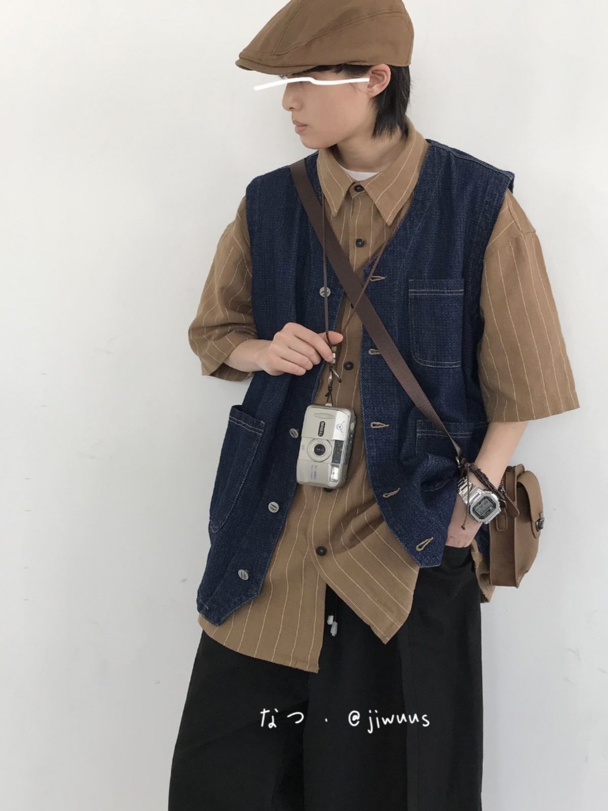 Several Pieces Japanese-style Retro Multi-pocket Workwear Denim Vest