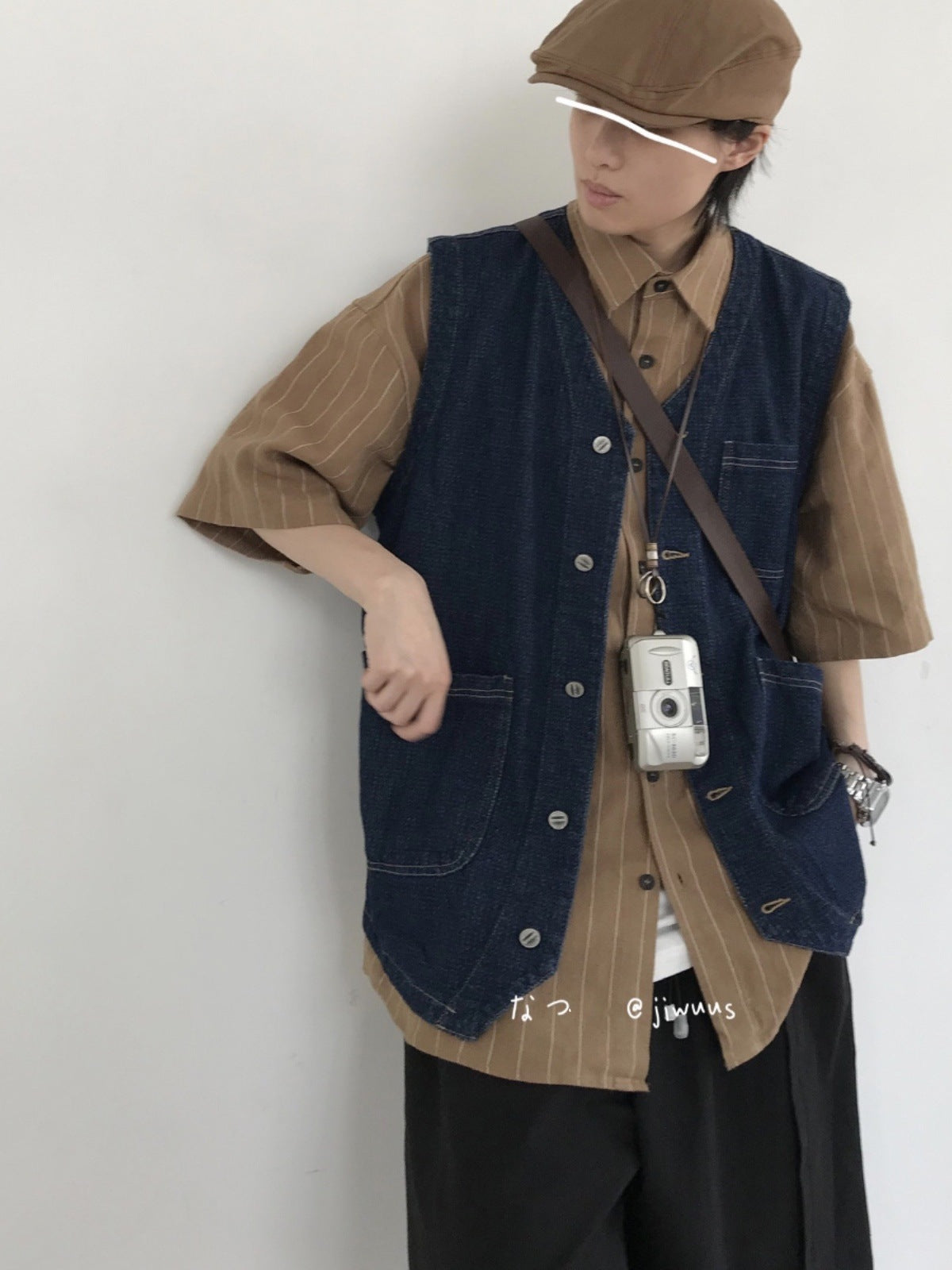 Several Pieces Japanese-style Retro Multi-pocket Workwear Denim Vest