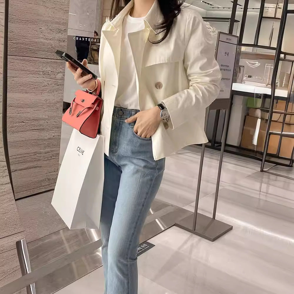 Loose Double Breasted Cardigan Short Coat