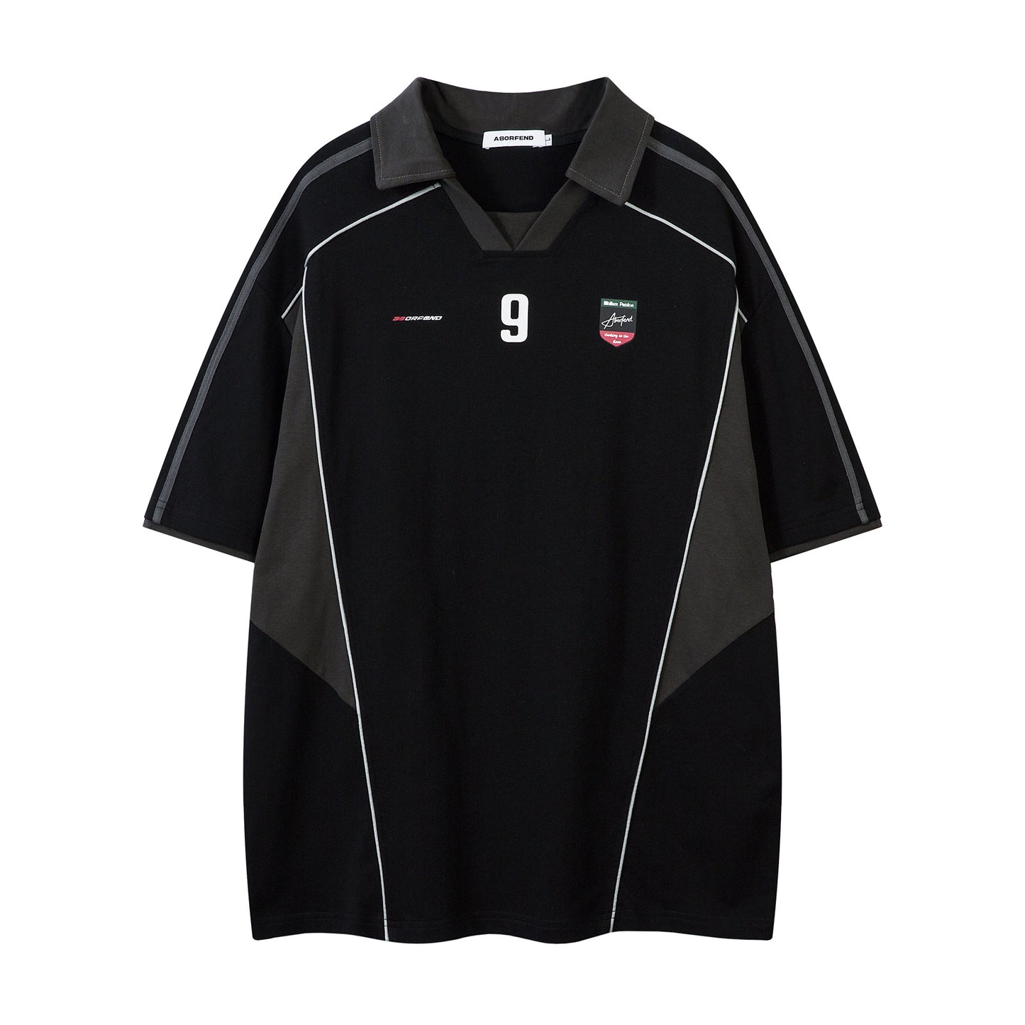 Vintage Letter Print Contrast Stitching Short Sleeves Polo Shirt
