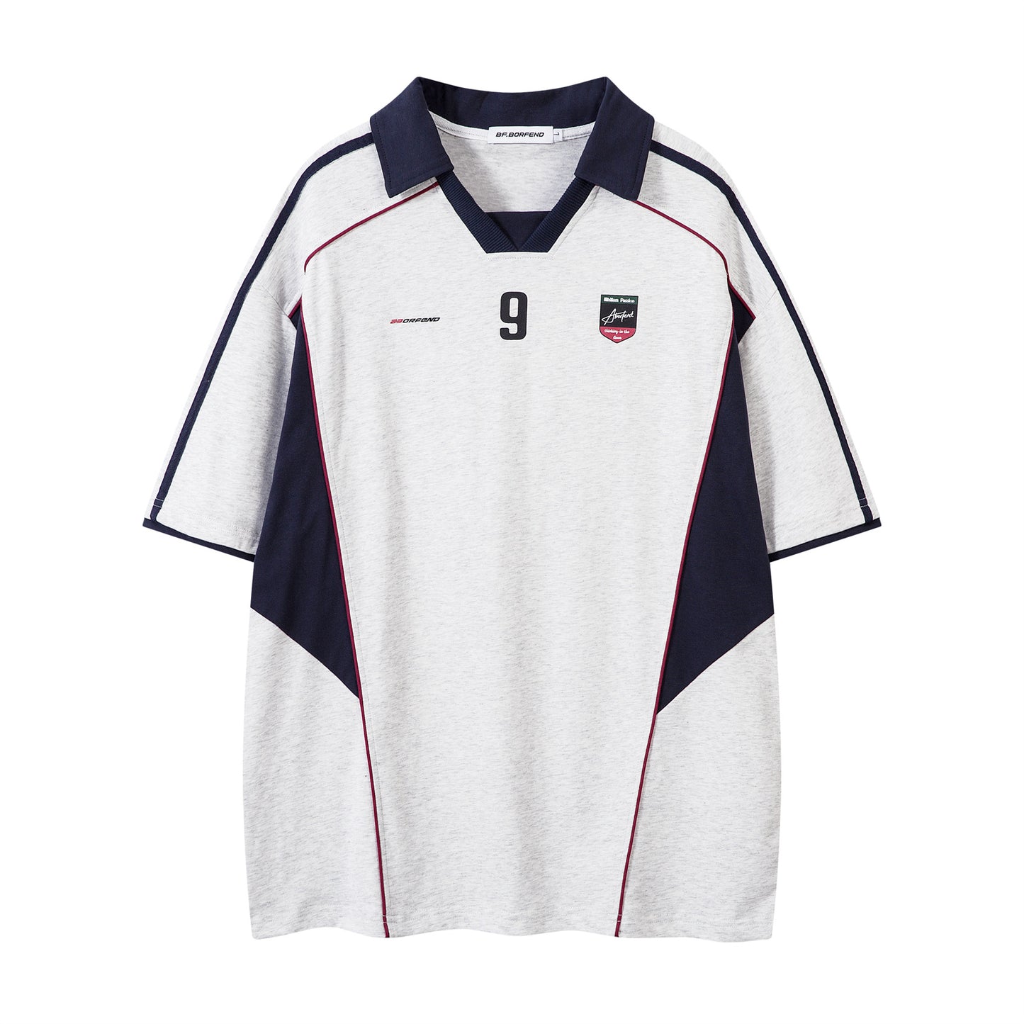 Vintage Letter Print Contrast Stitching Short Sleeves Polo Shirt