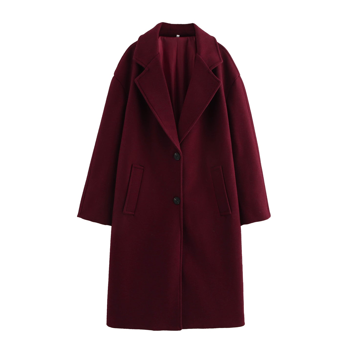 Women's Solid Color Polo Collar Baggy Coat