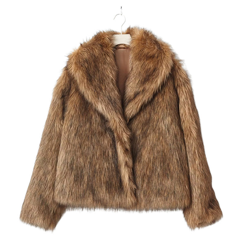 Solid Color Faux Fur Coat Fashion