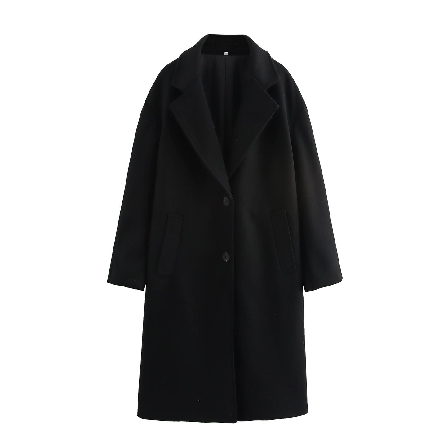 Women's Solid Color Polo Collar Baggy Coat