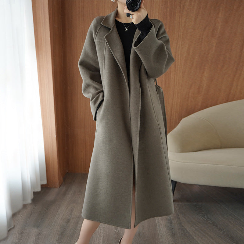 Reversible Cashmere Coat Women's Mid-length Loose Over Knee Coat