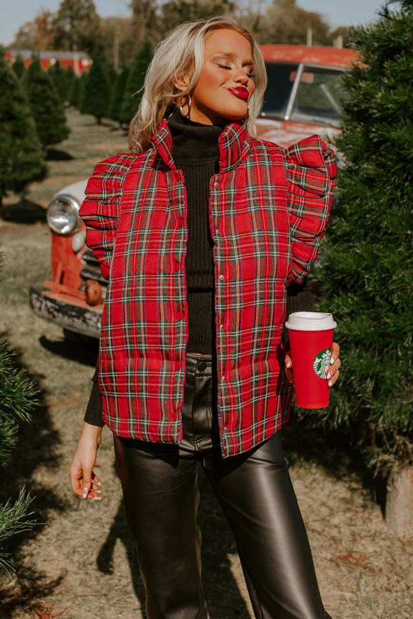 Sleeveless Plaid With Cotton Vest Coat Women