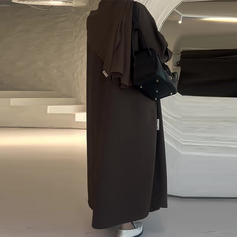 Solid Color Simple Style Loose Versatile Trench Coat Coat