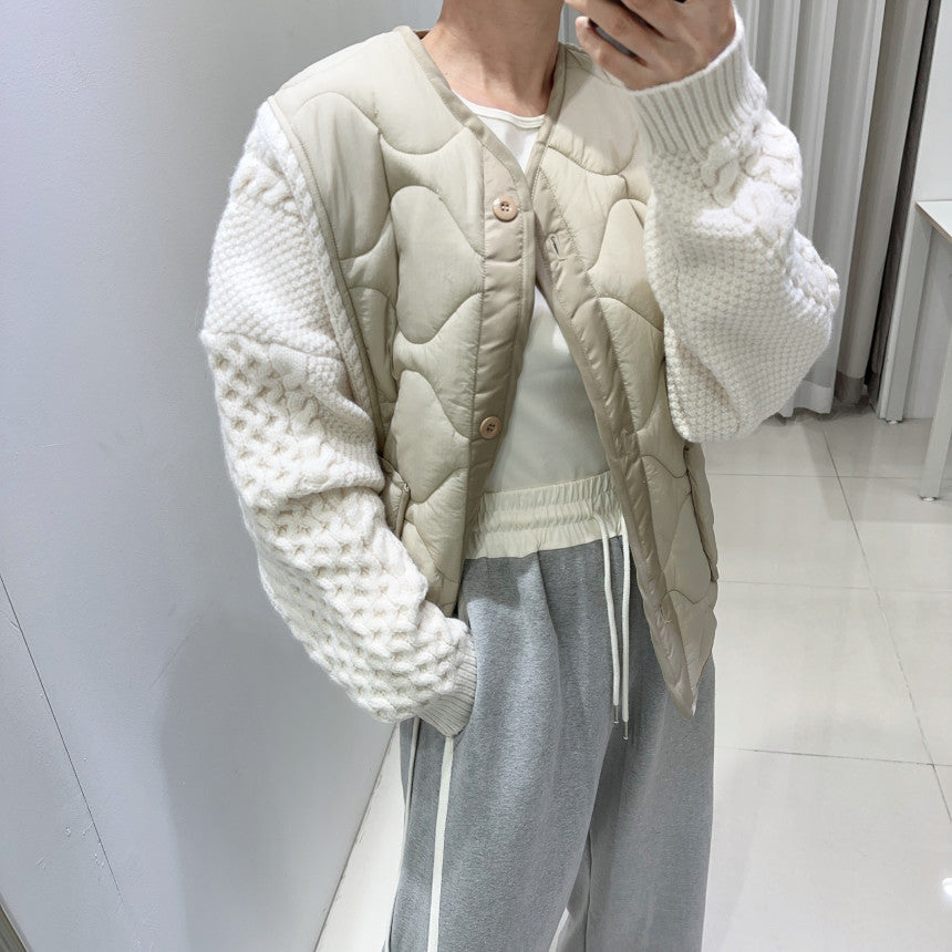 Color Contrast Patchwork Sweater Coat For Women