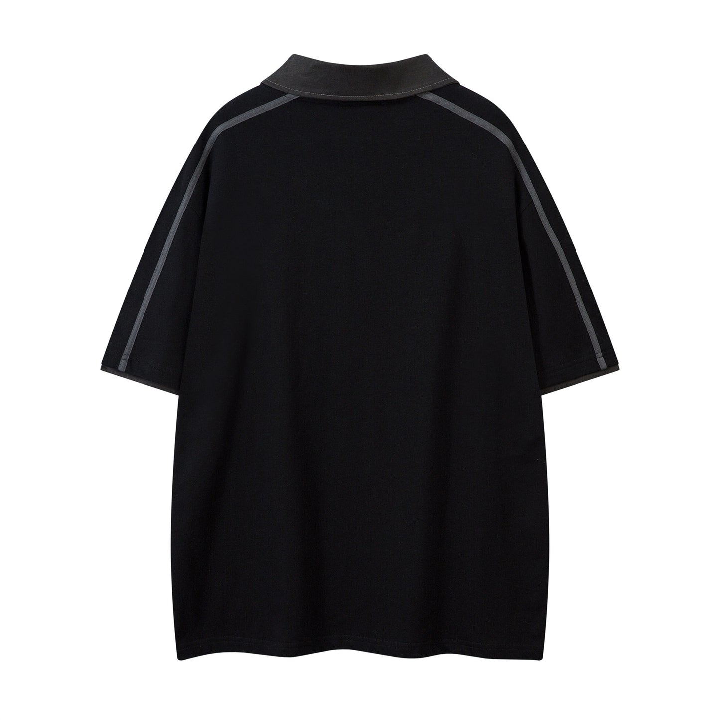 Vintage Letter Print Contrast Stitching Short Sleeves Polo Shirt