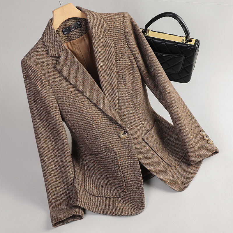 Women's Woolen Quilted Suit Jacket Thick Suit