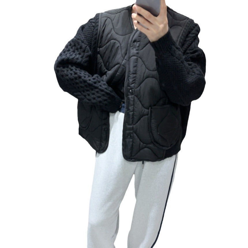Color Contrast Patchwork Sweater Coat For Women