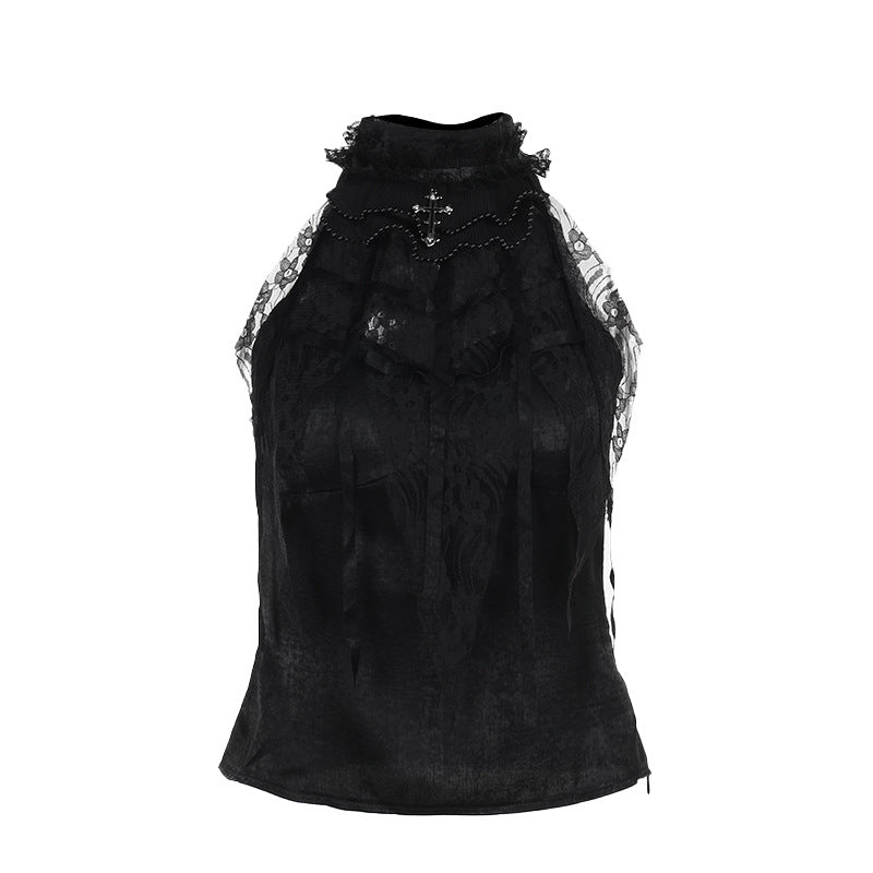Rose Sling Cobweb Bow Tie Top For Women