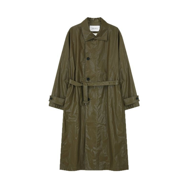 Retro Commuter's All-matching Profile Slimming Lace-up Trench Coat