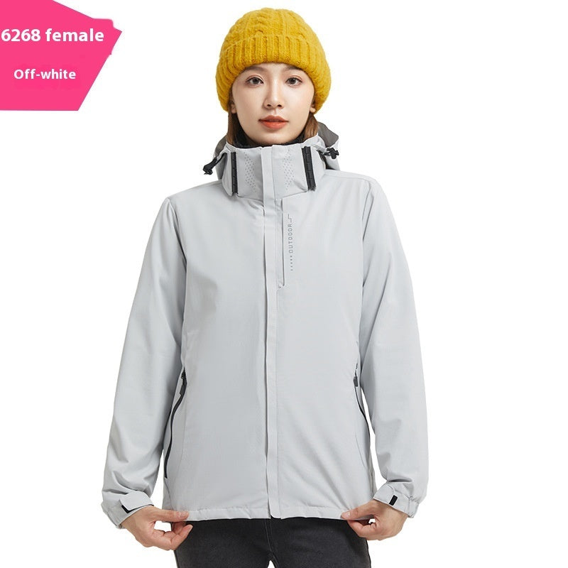 Shell Jacket Two-piece Set Coat Fleece Lined Removable Waterproof