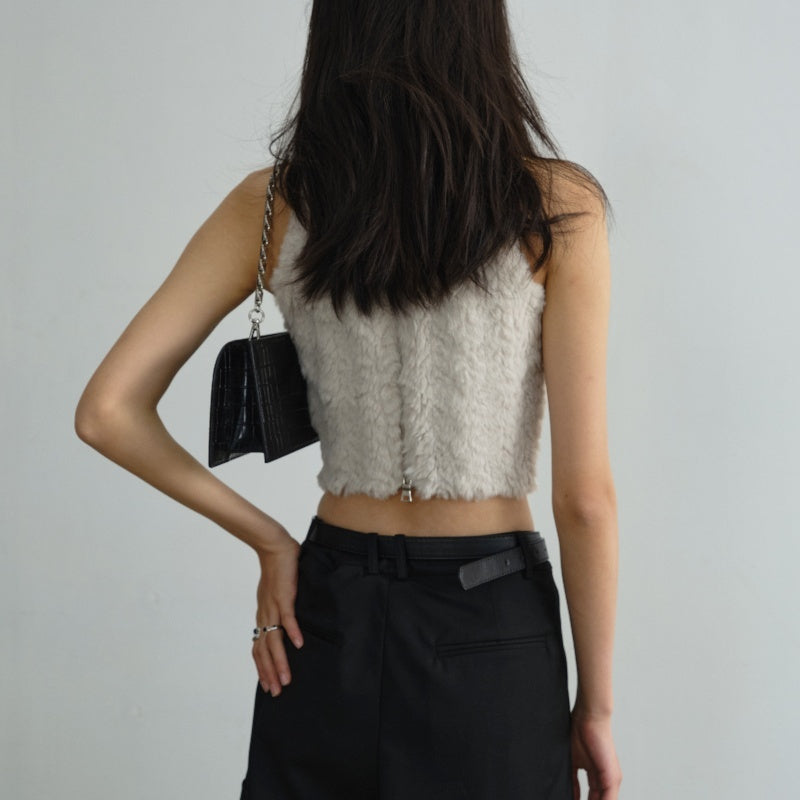 Soft And Adorable Fur Lace Tassel Light Diamond Vest