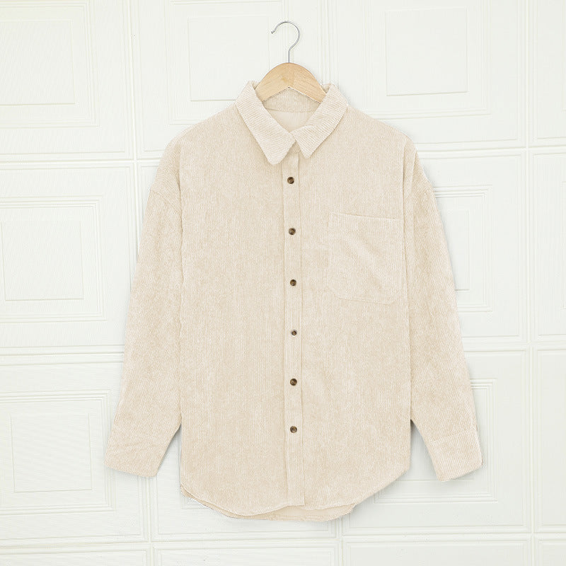 Solid Color Shirt Women's Autumn And Winter Breasted Lapel