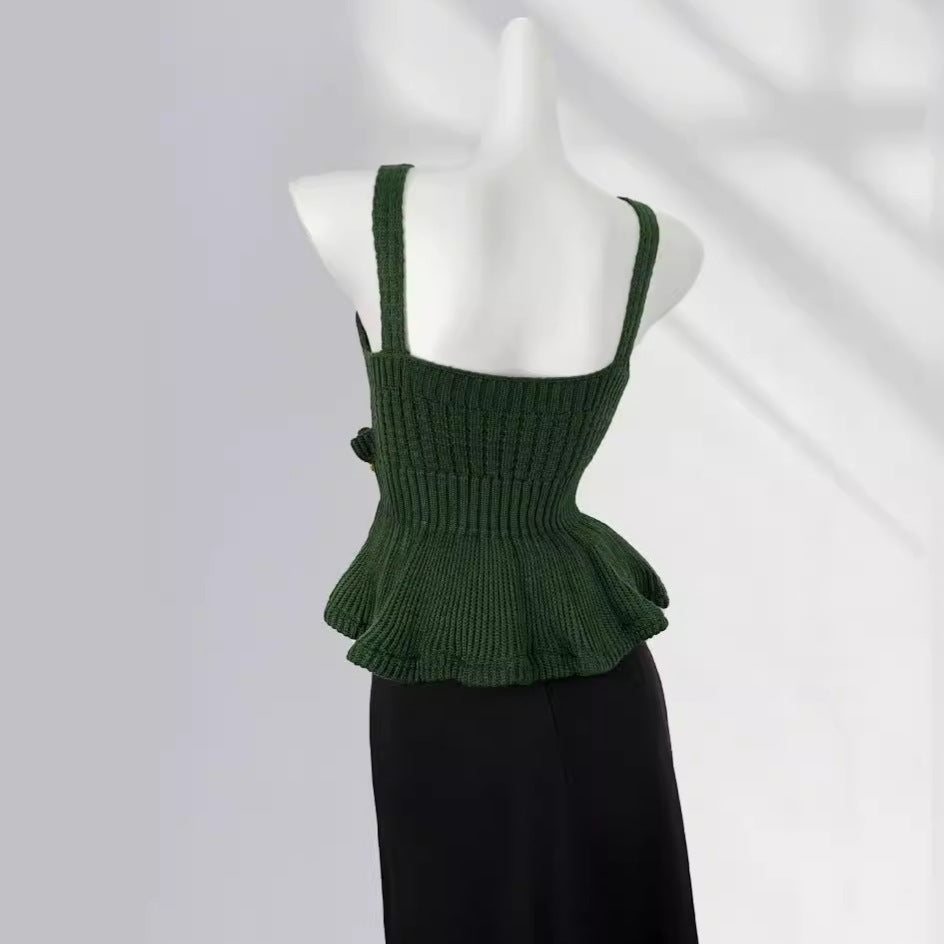 Retro French Handmade Crochet Three-dimensional Flower Top
