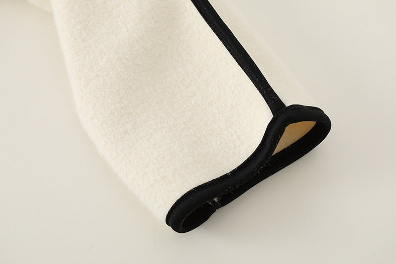 Contrasting Hem Stand Collar Cropped Coat