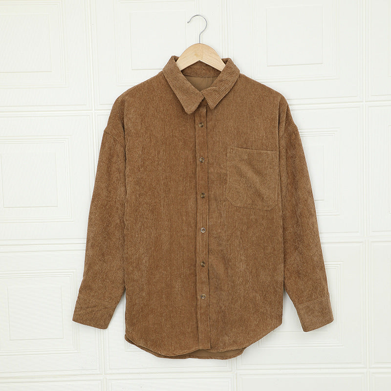 Solid Color Shirt Women's Autumn And Winter Breasted Lapel