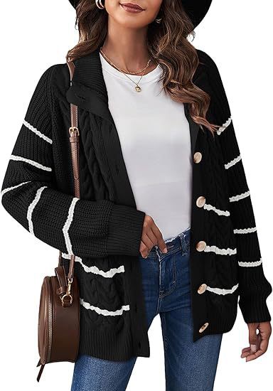 Striped Twist Knitted Button Cardigan