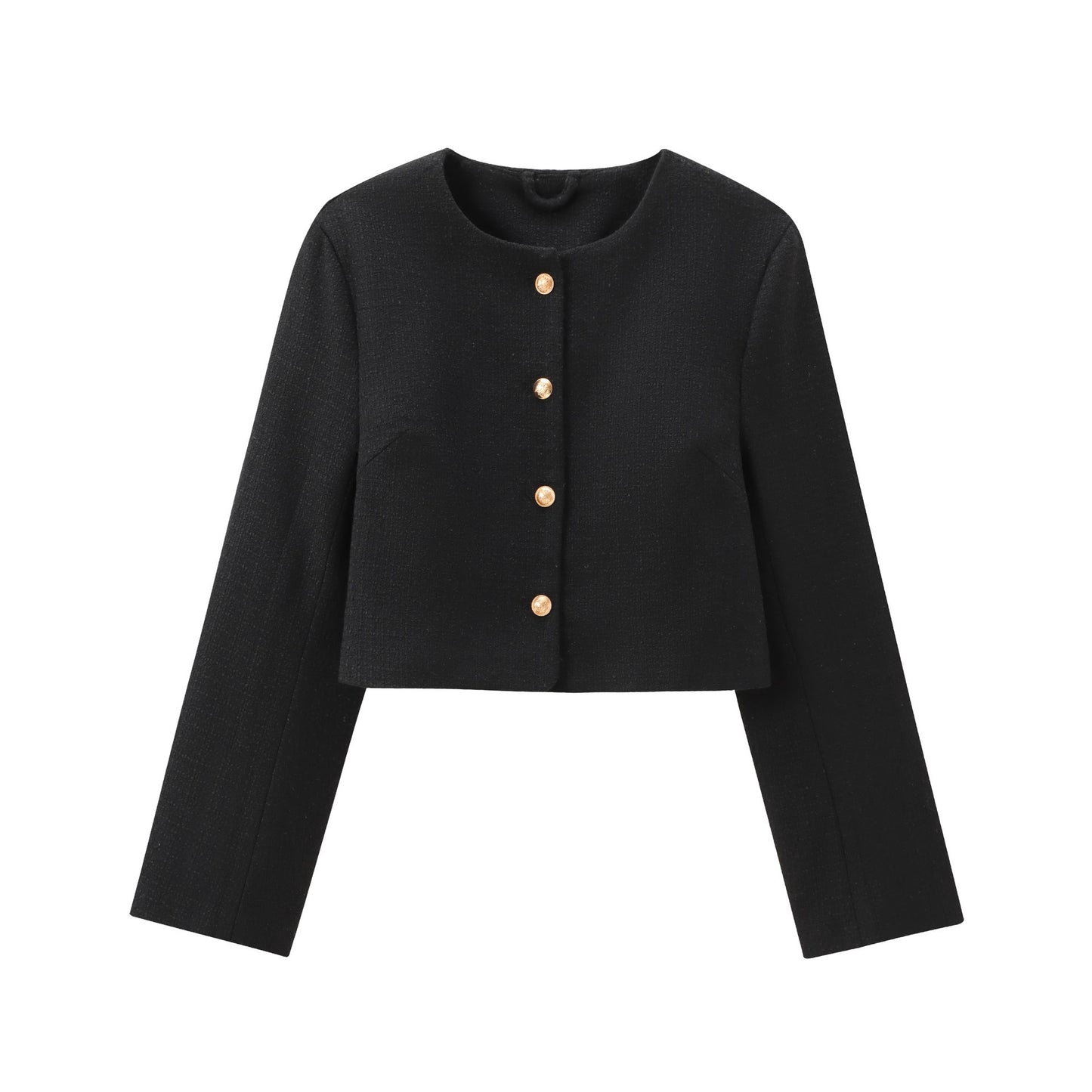 Round Neck Single-breasted Velvet Short Coat