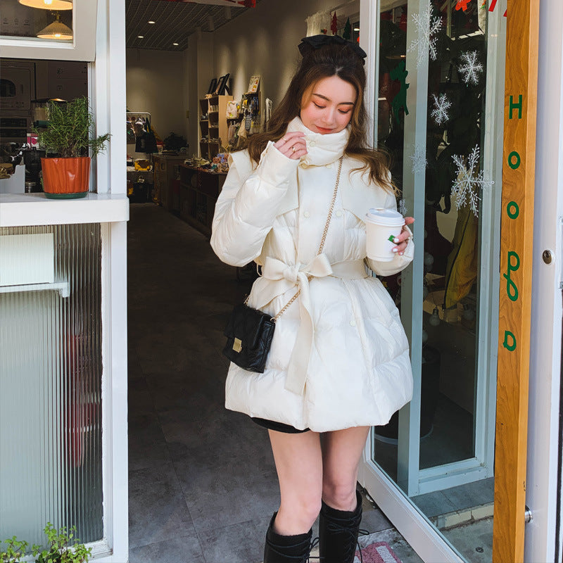 Small Winter Lace-up Thin And Thick Down Padded Jacket