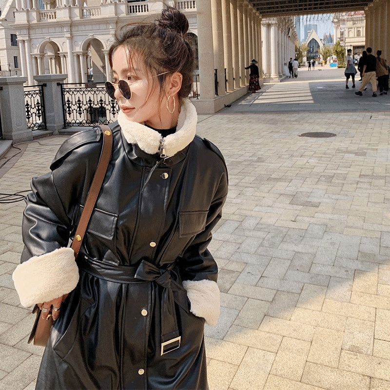 Loose Sheepskin Motorcycle Cotton Jacket