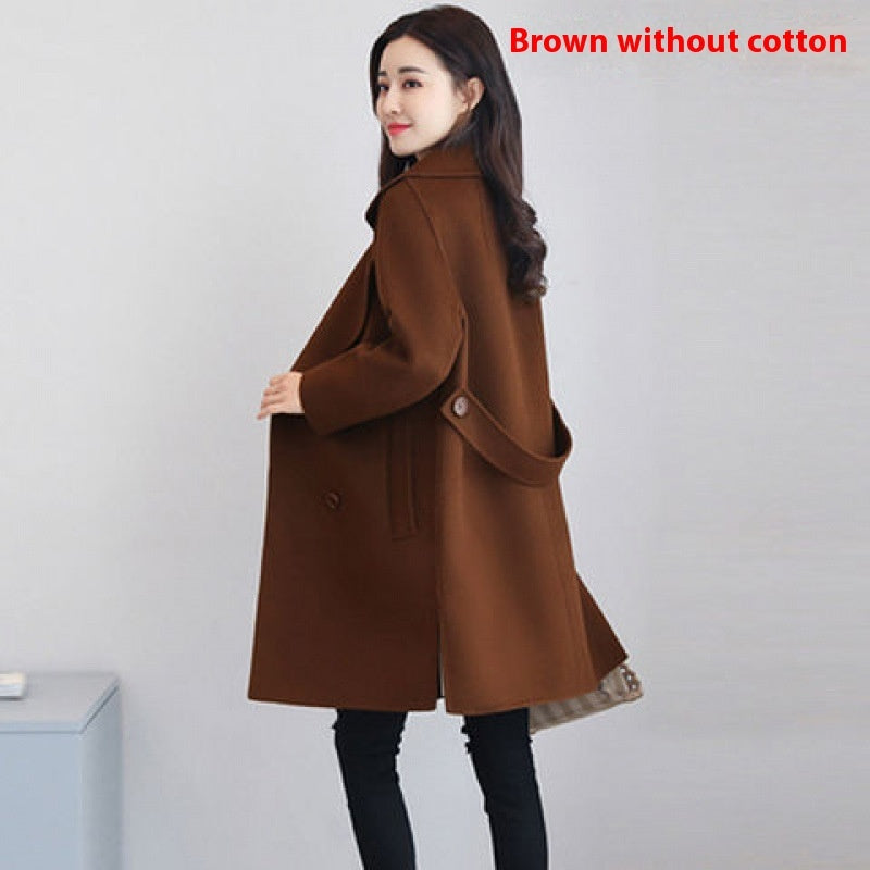 Cotton And Thickening Wool Overcoat Slimming Small Woolen Coat