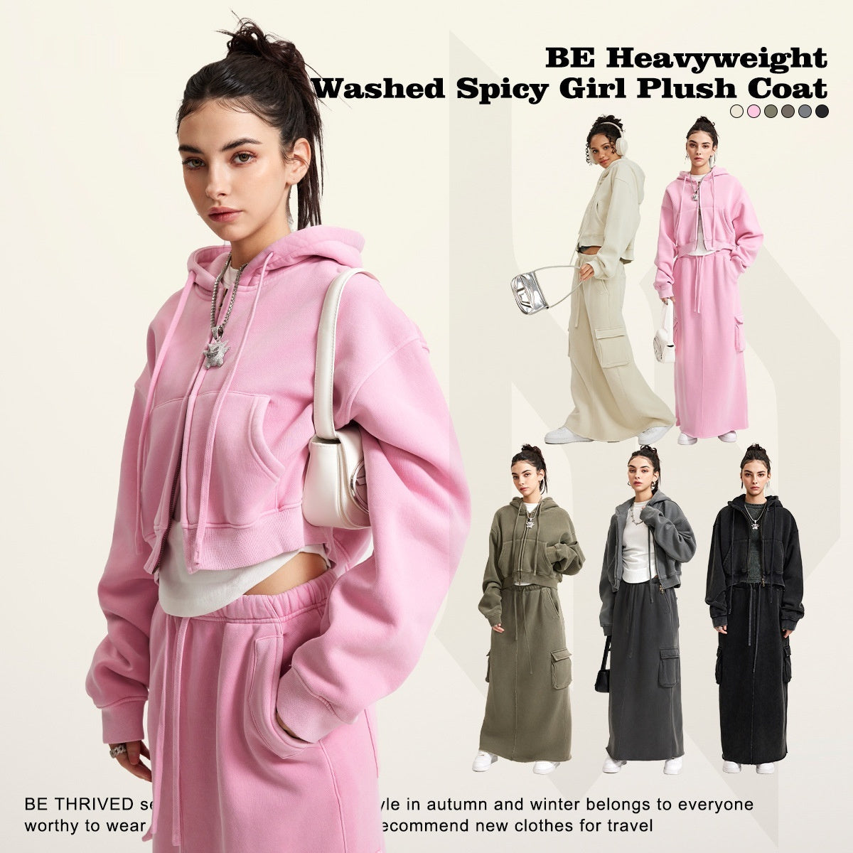 Retro Washed Hot Girl Zipper Coat Fleece-lined Distressed Short Cardigan Top