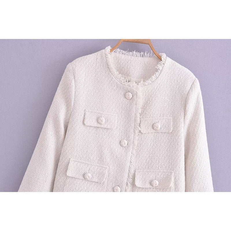 Solid Color Fashion All-match Woolen Jacket