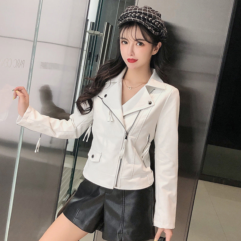Small Leather Jacket Women's Short Korean Version Of The Thin All-match Motorcycle PU Leather Jacket