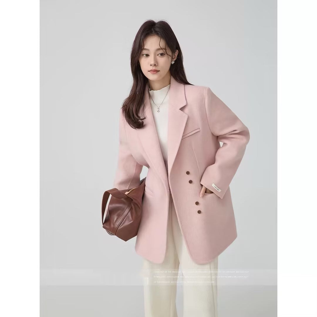 Green Chic Elegant Suit Collar Woolen Coat